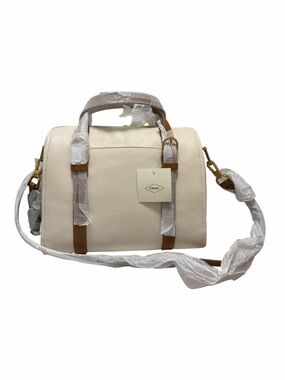 Fossil Pebbled Cream/Brown Leather Satchel Handbag